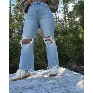 Mica Los Angeles Jeans 90's Vintage Crop Flare LightWash Distressed HighRise 20‎ thumbnail 3