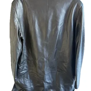 Firenze Leather Jacket Womens Long MADE IN‎ ITALY Coat Black Floral Lined L / XL thumbnail 2