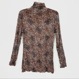 Vintage y2k Brown Swirl Pattern Long Sleeve Turtleneck Blouse thumbnail 4