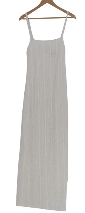 Lulus Sensational Invite Maxi Dress Womens Medium White Textured Knit Sleeveless thumbnail 1