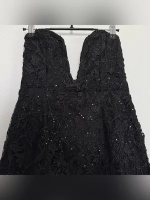 NWT Selfie Leslie Time Of My Life Applique Mini Dress Black Large thumbnail 3