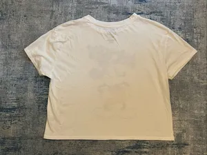 Disney White Blue Mickey Mouse Relaxed Fit Cropped Length Short Sleeve Tee XL thumbnail 2