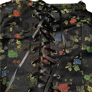 Vintage Rampage Lace Up Corset Top Floral Embroidered Y2K Renfaire WhimsyGoth thumbnail 4