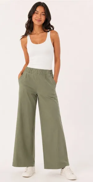 Fabletics Downtown Wide Leg Utility Olive Green Pants thumbnail 1