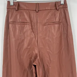 House Of Harlow Size 2 Brown Faux Leather Tapered Leg Pants‎ Pleated Trousers thumbnail 5
