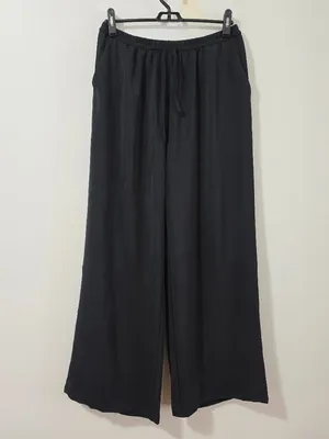 Halara Mid Rise Drawstring Wide Leg Baggy Linen-Feel Pants - Black -Size S ( R ) thumbnail 2