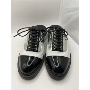 Jeffrey Campbell Lebovit Mule Low Heel Womens Sz 6 Open Back Shoes Silver Black‎ thumbnail 2