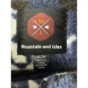 Mountain and Isles Aztec Print 1/4 Zip Fleece Pullover Blue Black Mock Neck M thumbnail 4