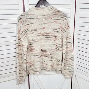 Loft Space Dyed Knobby Bobble Mock Neck‎ Sweater Cream Beige XSmall XS thumbnail 10
