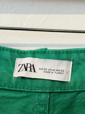 Zara Jeans Size 0 Green High‎ Rise Wide Leg Raw Hem Baggy Colored Denim Earthy thumbnail 6