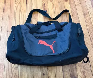 Puma Black Duffel unisex sport active athletic travel weekend bag thumbnail 1