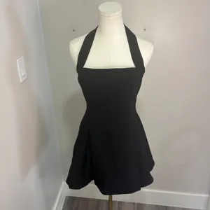 ASTR The Label Black Halter Mini Dress Square Neck A-Line Pleated Small thumbnail 4