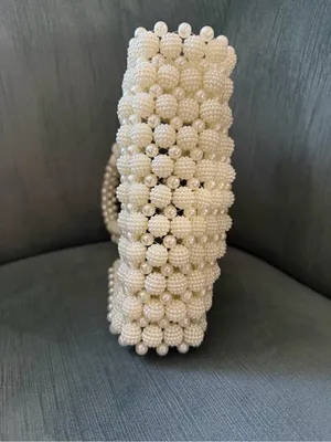 Pearl Beaded Mini Tote - Cream thumbnail 3