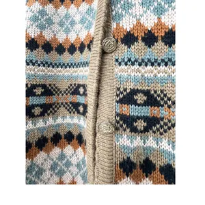 Tally-Ho Vintage L Aztec print cardigan wool blend Cardigan Knit 70's Womens thumbnail 4
