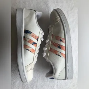 Adidas Cloudfoam Advantage Shoes Womens 9.5 White Peach Casual Sneakers thumbnail 4