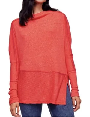 We the Free People London Town Thermal Tunic Top Coral Oversized‎ Size Medium thumbnail 1