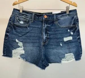 SO High Rise Mom Shorts Distressed Raw Hem Denim NWT Sz17/33W thumbnail 1