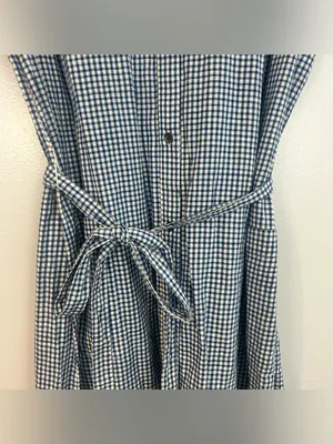 NWT Old Navy Blue/White Plaid Gingham Short Sleeve Tie Waist Shirt Dress Large thumbnail 6