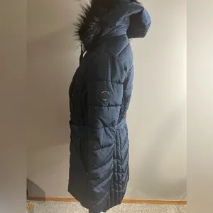 Nautica women’s belted winter coat navy blue medium thumbnail 14