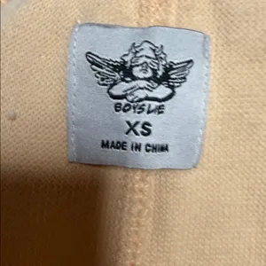 Boys Lie embroidered angel peach cream color pull on jogger sweatpants sz XS thumbnail 9