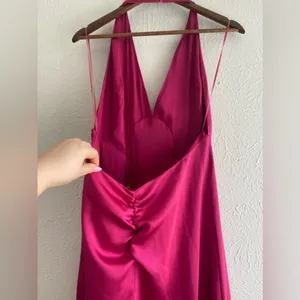 Free People Dance Till Dawn Dress Satin Halter Open Back Strangelove Sz L thumbnail 7