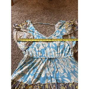 Daily Practice by Anthropologie Floral Tiered Ruffle Mini Dress Blue Medium thumbnail 4