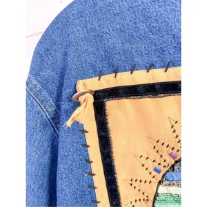 Ultimate Philadelphia Women's Denim Beaded Western Aztec Jean Jacket Blue Medium thumbnail 12
