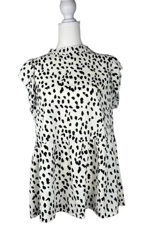 Women’s Spotted Ruffle Sleeve High Neck Sleeveless Top Medium thumbnail 1
