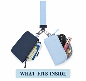 Navy Blue Wristlet Wallet & Light Blue Coin Pouch Set thumbnail 3