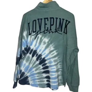 PINK Women's XS 1/4 Zip Tie Dye Sweatshirt Blue Gray Loungewear Oversized Comfy‎ thumbnail 7