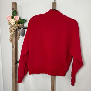 Champion Red Quarter Zip‎ Sweatshirt Logo Athletic Pullover Top Women Small thumbnail 5