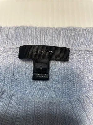 J.Crew Soft Cable Knit Sweater Flared Bell Cuff Women Sz S Light Blue Wool Blend thumbnail 2