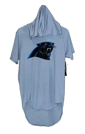 Fanatics NWT Carolina Panthers Tri-Blend‎ Short Sleeve Hoodie T-Shirt Size Small thumbnail 1
