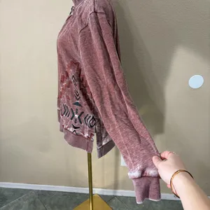 Ariat Women's Sweatshirt Turtleneck Maroon Aztec Native Western Sz M Biker Boho thumbnail 4