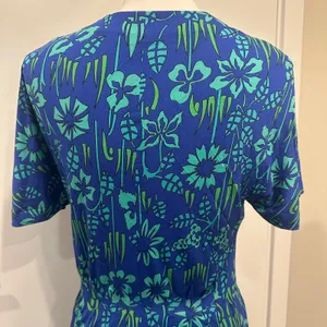 VTG 70s Bessi Firenze Blue Green Floral Silk Faux Wrap Surplice‎ Dress Mod Small thumbnail 8