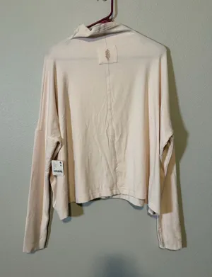 Free People movement cream mock neck, long sleeve shirt XS $108 thumbnail 1