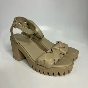 Madden girl lug sole Woven Leather sandals tan women's size 9 punk trendy‎ thumbnail 3