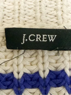 J Crew Cream Blue Purple Stripe Deep V Neck Snap Button Longer Sweater Cardigan thumbnail 9