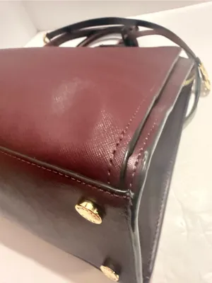 Michael Kors Wine Saffiano Leather Satchel with Gold Hardware thumbnail 9
