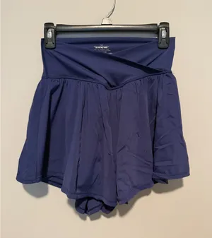 Navy Blue Crossover V-Waist Active Skort Pleated Tennis Running Shorts Medium thumbnail 1