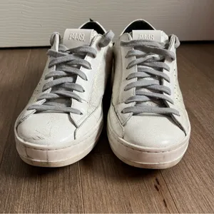 P448 John Pearl Silver Glitter Leather Low Top Sneakers Size 38 / US 7.5 thumbnail 14