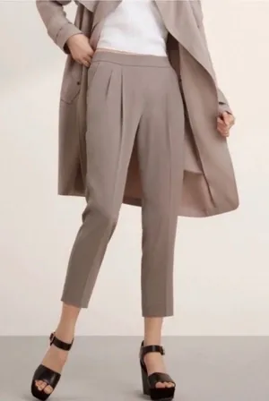Aritzia Babaton Cohen Pants Pleated Cropped Trousers 6 Taupe thumbnail 1