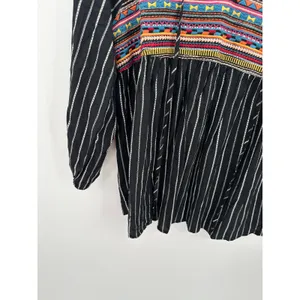 Savanna Jane Black Striped Geo-Inspired Embroidery Top Boho Women Size Small‎ thumbnail 3