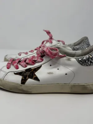 Golden Goose Super-Star Low Top Sneakers Women's IT 40 US 10 White Leopard NWOB thumbnail 7