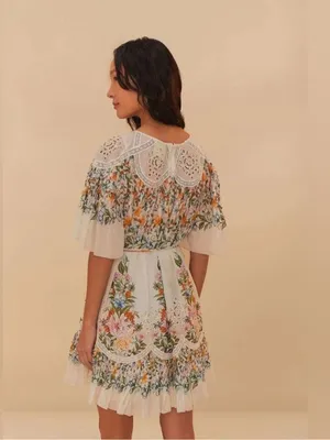 Farm Rio Off-White Sweet Bloom Bouquet Mini Dress L thumbnail 7