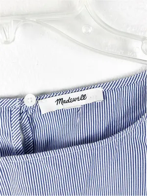 MADEWELL Blue White Striped 100% Cotton 3/4 Bell Sleeves Poplin Top Size Medium thumbnail 3
