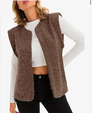 NEW Brown Lightweight Sleeveless Open Front Fall Warm Winter Vest S thumbnail 1