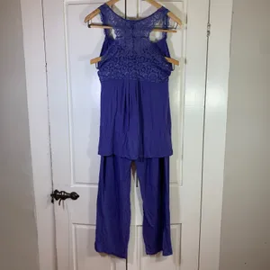 Tahari Womens Purple Lace Racerback Pajama Set Small Sleeveless Top and Pants thumbnail 2