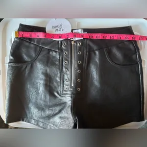 Princess Polly Black Vegan Leather Zip Front Shorts 10 thumbnail 7
