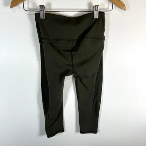 Lululemon Align High Rise Capri Leggings Olive Green Mesh‎ Detail Size XS thumbnail 5